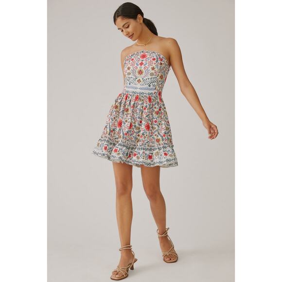 Anthropologie Dresses & Skirts - Anthropologie Floral Strapless Mini Dress - Multicolor